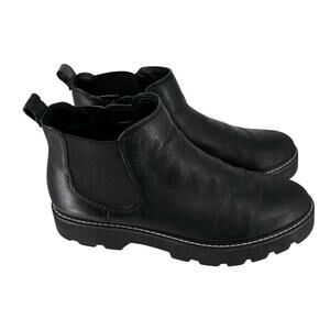 Franco Sarto Minimalist Leather Chelsea Boot Lug Sole Chunky Womens Size 10